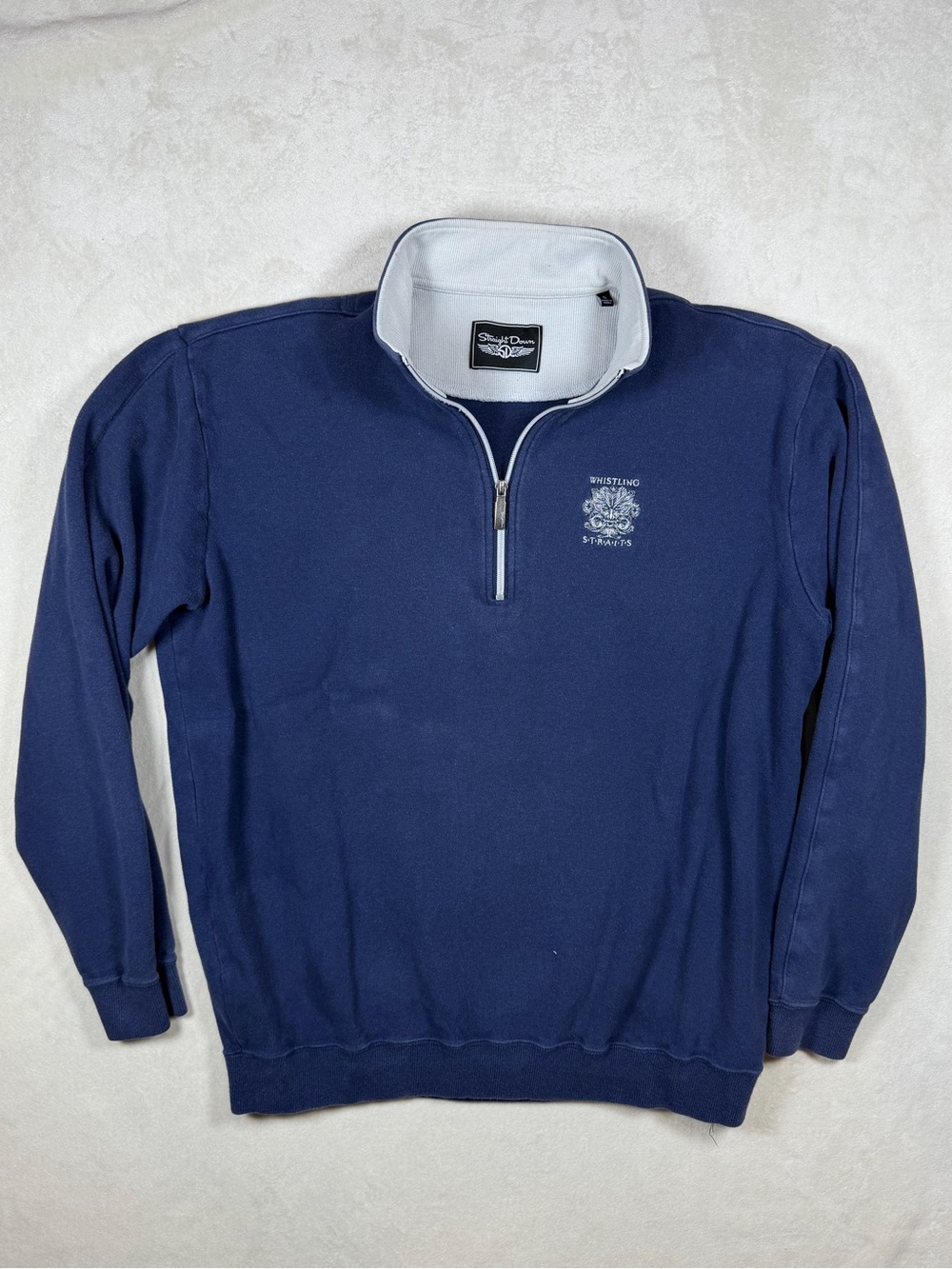 Men's Straight Down Large Whistling Straights Navy Quarter-Zip Golf Sweater